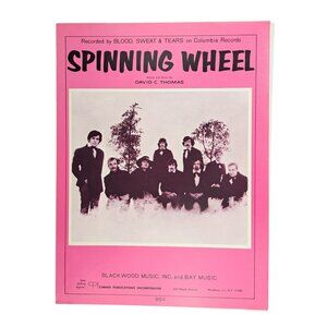 Vintage Spinning Wheel Sheet Music Blood Sweat & Tears 1969 David C. Thomas